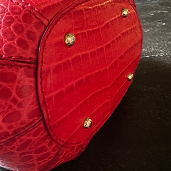 Max Mara Embossed Red Leather Bucket Bag - Picture 7 of 13
